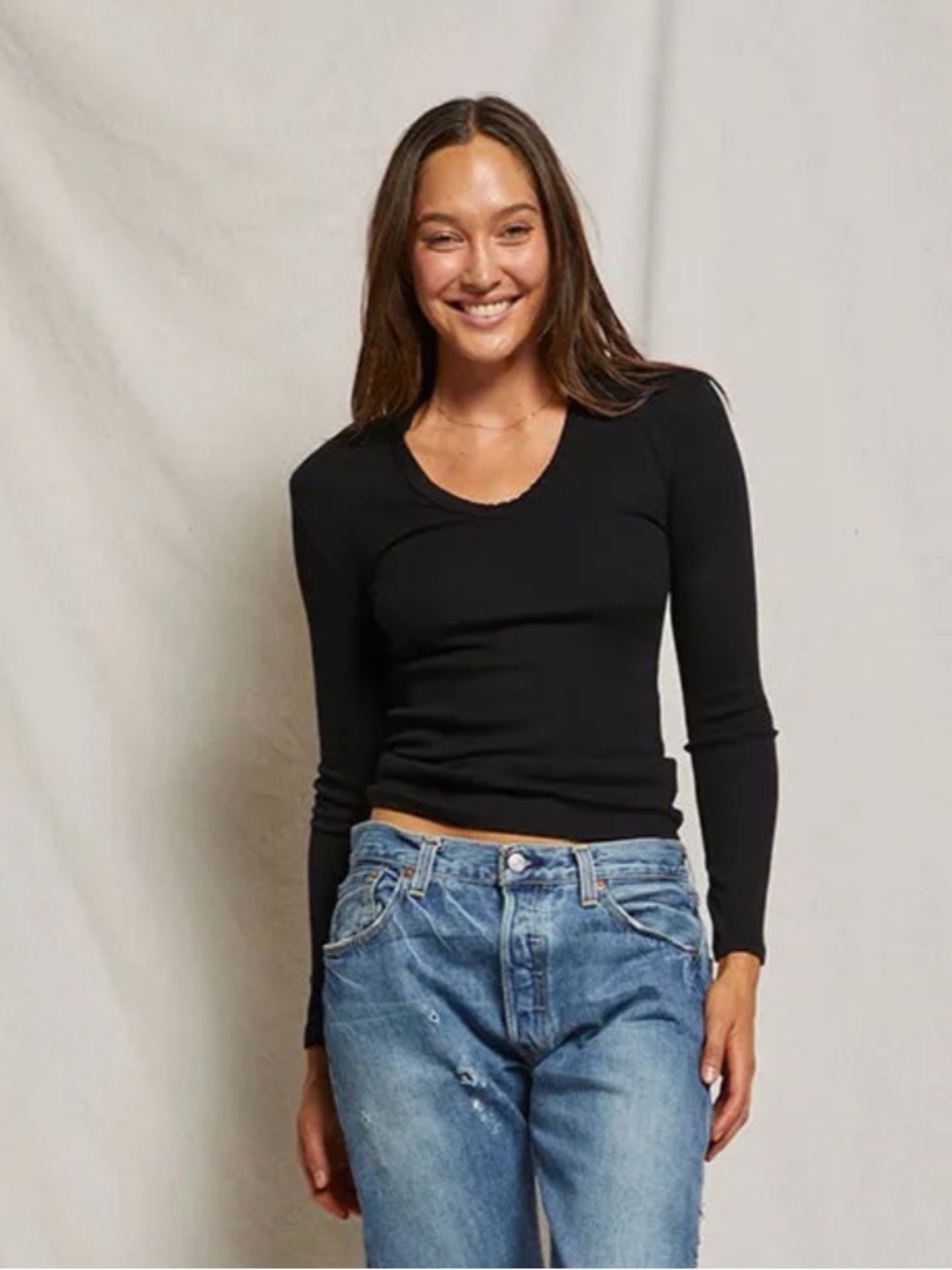 Perfect White Tee Robyn ribbed long sleeve